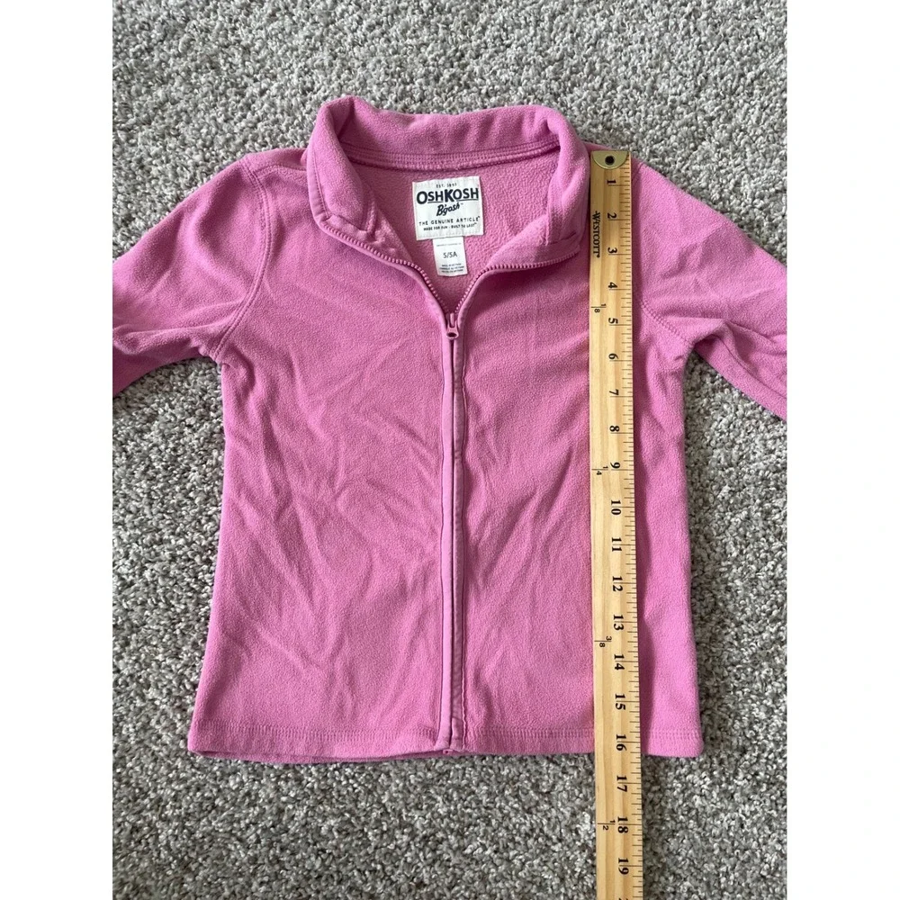 OshKosh B'gosh Fleece Jacket Kids 5/5A Pink‎ Excellent Full Zip Heart Detail